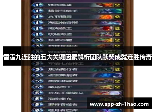 雷霆九连胜的五大关键因素解析团队默契成就连胜传奇